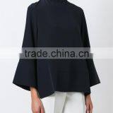 2017 Black Stylish Oversized Sweater Women With Pogada Sleeves and High Neck thumbnail-3