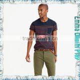 Man's Fashion Striped Design Chest Pocket O-Neck T Shirts thumbnail-1