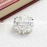 Copper Open Adjustable Rings Silver Plated Hollow Heart thumbnail-2