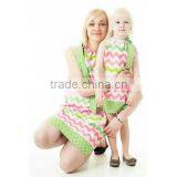 Mother and Daughter Matching Dresses Strip Adult Girls Frock thumbnail-1