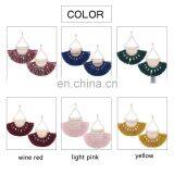 Hot Sales Saffron Fringe Gold Half Circle Fan Pendant Bohemian Earring Boho Jewelry thumbnail-5