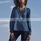 J0831 New Arrival Fashion Vintage Ethnic Embroidery Womens' Denim Shirt thumbnail-3