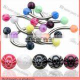 Fashion Custom Print Skull Eyebrow Ring Acrylic Body Piercing Jewelry thumbnail-1