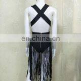 Womens Sexy V Neck Backless Tassels Sexy Night Club Dresses thumbnail-4