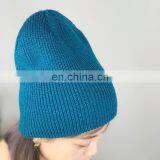 Custom Made Your Own Logo Embroidery Knit Beanie With Leather Patch Mens 100% Acrylic Unisex Beanies thumbnail-5