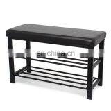 Customized Black PVC Leather Luxury Shoe Rack Rectangle Long Double Size Beach With Metal Frame thumbnail-6