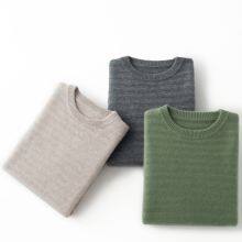 Men's Fashion Solid Color Wool Sweater Pure Color Cashmere O Neck Sweater