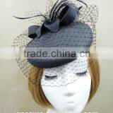 Fashionable Style Wool Felt Pillbox Hat With Veil,Party Mini Wool Hat thumbnail-1