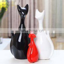Cat Shape Black ,white,red Three Kind Color Ceramic Craft for Table Decor thumbnail-1
