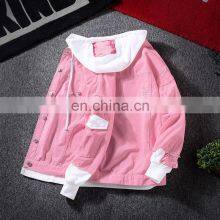 Customized Brand 100% Cotton Lapel Hooded Jacket Men's Windbreaker Washed Casual Jacket Bomber Jacket S-4XL thumbnail-3