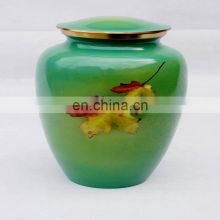 green coloured unique antique metal urns