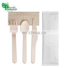 Yada Disposable Natural Wood Cutlery Spoon Fork Knife Sets Pack With Paper Wrapped Individually Disposable Cutlery Set thumbnail-1