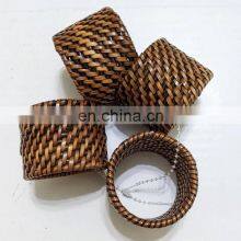 Collection Of Rattan Napkin Rings in Oval Shape Cheap Wholesale Tableware Set Napkin Holder Rings Wovenmade in Vietnam thumbnail-1
