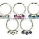 Circle CZ 316L Surgical Steel Septum Clicker Nose Piercing Body Jewelry thumbnail-1