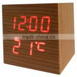 LED Wood Desk Clock With Touch Function and Temperature Show thumbnail-3