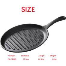 Korean Barbecue Sizzling Hot Plate Pre-seasoned Nonstick Cookware Cast Iron Fajita Steak Plate With Wooden Base Steak Plate thumbnail-2