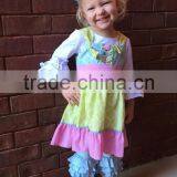 Little Girls Ruffle Tunic Top Long Sleeves Boutique Wholesale Children's Fancy Top Pant Set Tunic Top With Matching Ruffle Pant thumbnail-4