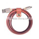 Walnut 3 Feet USB to Micro USB Data Sync Leather Cable for Samsung S2 S3 S4 S5 thumbnail-3
