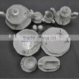 Popular Octagonal Round Shape 121pcs Dinner Set With Silver Decal