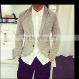 Men grey linen blazer jacket korean style slim fit for small men                        
                                                Quality Choice