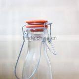 Kitchenware Storage Glass Bottle Empty Clear Glass Milk Bottle With Handle Clip Glass Canister Supplier's Choice thumbnail-4