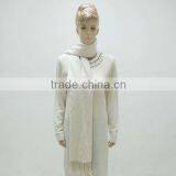 TYCAP119 New Fashion Style 100%wool Knitting White Scarf With Braid