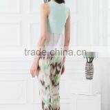 NEW ARRIVAL Summer Tank Top 2016 Green and White See Through Shirt for Woman Chiffon Fabric Cheap Price thumbnail-3