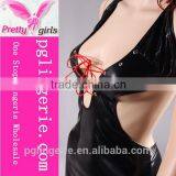 Newest Design Woman Bareness Sexy Genuine Leather Dress thumbnail-4