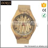 Wholesale stock watch good quality genuine leather lighter zebrawood case wrist watch