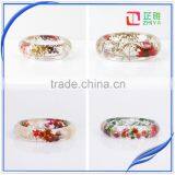 2016 Europe Handmade High-bright Pressed Real Dried Flower Clear Resin Silicone Bangle Bracelet thumbnail-3