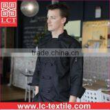 Supply Made of 245gsm Drill Fabric Traditional Black Bartender Uniform Featuring Two Pen Pockets on Sleeve(LCTU0025) thumbnail-2