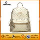 china ladies gold backpack leather double shoulder handbag manufacturers