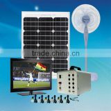 40w renewable solar home lighting system and soalr lighting kit to led bulb light and dc fan
