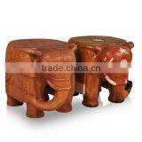 Thailand Style Living Elephant Shape Little Chair, Solid Wood Handcarved Chairs for Shoes Changing (BF01-X1176) thumbnail-2