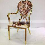 Gold Frame Heart Design Stainless Steel Armrest Dining Chair