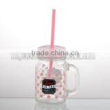 15.5oz Fresh Cute Mason Jar With Lid Straw With Handle thumbnail-2