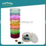 Toprank 7pcs Round Plastic Slim Diet Pill Box Travel Pocket Size Daily Japanese Pill Box Organizer For Medicine Storage thumbnail-1