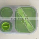 Foldable Silicone Lunch Box With Fork and Knife thumbnail-2