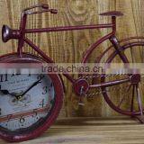 ANTIQUE RED METAL BICYCLE SHAPE TABLE TOP CLOCK