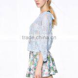 Fashion Latest Trendy High Fashion Crochet Fabric Women Transparent Blouse With Half Sleeve thumbnail-4