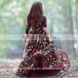 2017 New Party Embroidery Dresses Floral Flare Flower Embroidered Dresses For Girls thumbnail-4