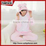 Adult 100% Cotton Pink Pig Sleepsuit Pajamas Mascot Costume thumbnail-3