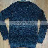 High Quality Deep Navy and Blue Jacquard Men's Shrug Sweater/jumper Knitwear(BKNM1440) thumbnail-1