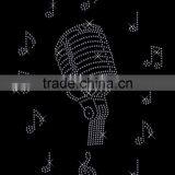 Clear Classic Microphone + 12 Music Notes Iron on Rhinestone Transfer Hotfix T-shirt Transfer thumbnail-1