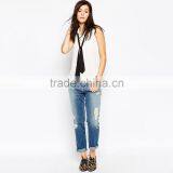 High Quality Soft Sexy Fashion Ripped Jeans Women Wholesale thumbnail-4