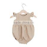 Newborn Baby Boutique Wear Clothes Baby Girls Plain Blue Jumpsuit Toddler Ruffle Design Romper Wholesale thumbnail-4