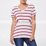 Fashion Bulk Blank Striped t Shirts Women V-neck T-shirts thumbnail-3