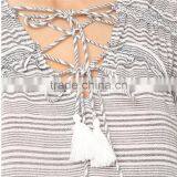 2017 OEM Femme Striped Gauze Tassel Girdle Holiday Blouses thumbnail-5