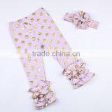 Gold Dot Triple Ruffle Pants Wholesale Knit Ruffle Pants Plastic Pants Outfit thumbnail-3