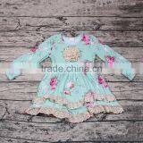 Hot Sale Fashion Little Girls Flower Dress Smocked Design Ruffle Long Sleeve Spring Autumn Dresses Wholesale Party Wear Outfits thumbnail-1